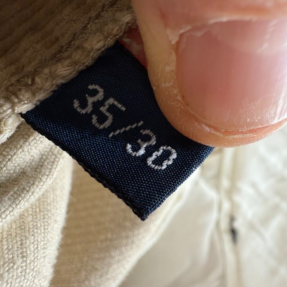Vintage Ralph Lauren pants mens 35x30 Fits 34x30 Tan Corduroy Trousers baggy 90s - Picture 6 of 7
